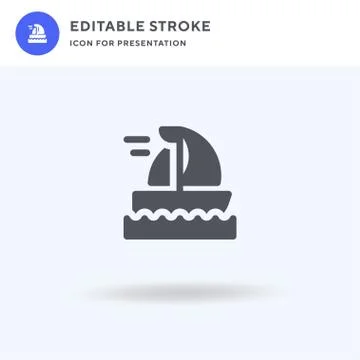 Sailboat icon vector, filled flat sign, solid pictogram isolated on white, lo Illustrazione stock