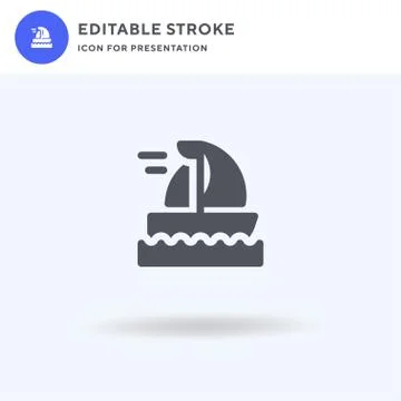 Sailboat icon vector, filled flat sign, solid pictogram isolated on white, lo Stock Illustration