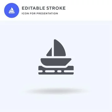 Sailboat icon vector, filled flat sign, solid pictogram isolated on white, lo Stock Illustration