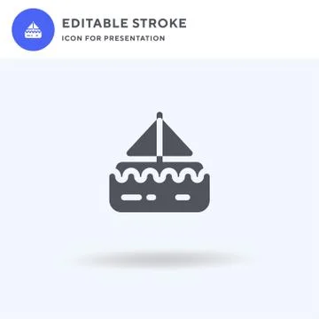 Sailboat icon vector, filled flat sign, solid pictogram isolated on white, logo Stock Illustration