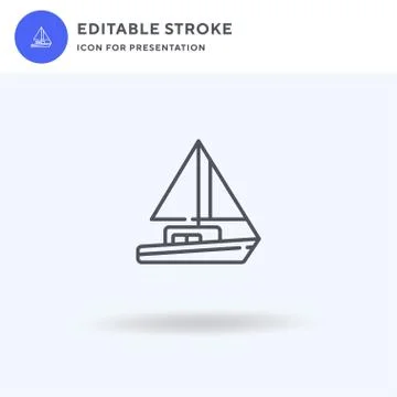 Sailboat icon vector, filled flat sign, solid pictogram isolated on white, logo 스톡 일러스트