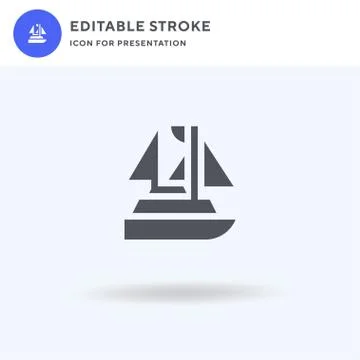 Sailboat icon vector, filled flat sign, solid pictogram isolated on white, logo Illustrazione stock