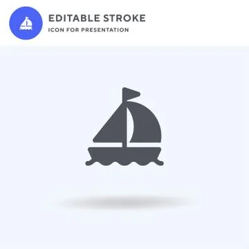 Sailboat icon vector, filled flat sign, solid pictogram isolated on white, logo Illustrazione stock