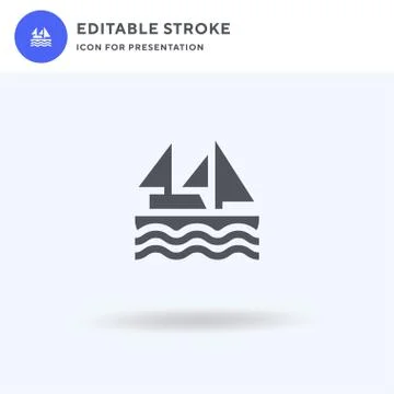 Sailboat icon vector, filled flat sign, solid pictogram isolated on white, logo 스톡 일러스트