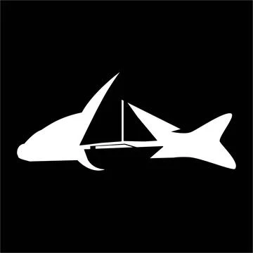 Sailboat inside a large sea fish Stock Illustration