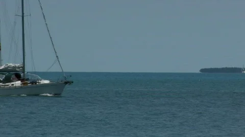 Sailboat in Key West Gulf waters Stock Footage
