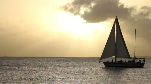 Sailboat Key West Sunset Stock Footage 1841838