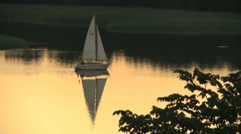 Sailboat on the lake Stock Footage 10793870