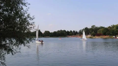 Sailboat on the lake. Stock Footage 137977582