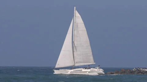 Sailboat Leaving The Harbor Stock Footage 45843145