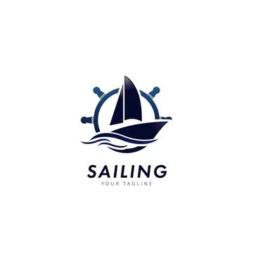 Sailboat Logo Design Template Flat Style Design Vector Stock Illustration