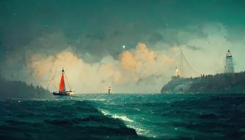 SAILBOAT TO MACKINAC Stock Illustration