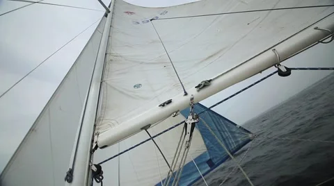 Sailboat with main sail up Stock Footage 41014873