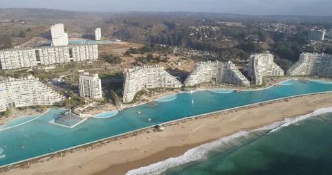 Sailboat In Massive Pool ‚ Drone View Stock Footage 103736041