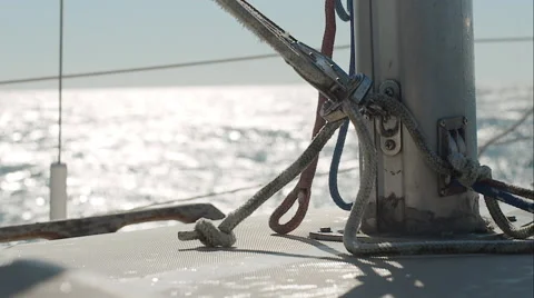 Sailboat mast base with rigging Stock Footage 48868152