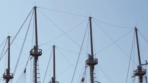 Sailboat Masts on a background of blue sky Stock-Footage 118843386
