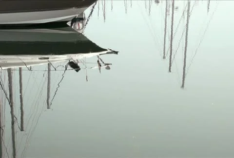Sailboat Masts Reflections NTSC Stock Footage 11271667