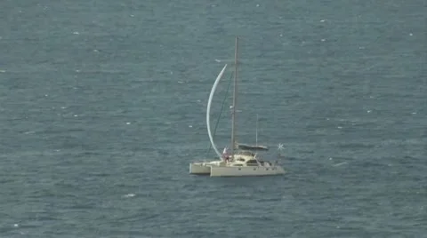 Sailboat in Mediterranean Stock Footage 9269789