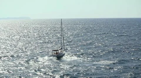 Sailboat on the Mediterranean Stock Footage 12531742