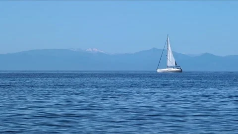 Sailboat on the mediterranean sea crossing the screen Stock Footage 310619082