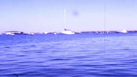 Sailboat moored in harbor Stock Footage 83469281