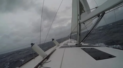 Sailboat moving through storm Video stock 67667651