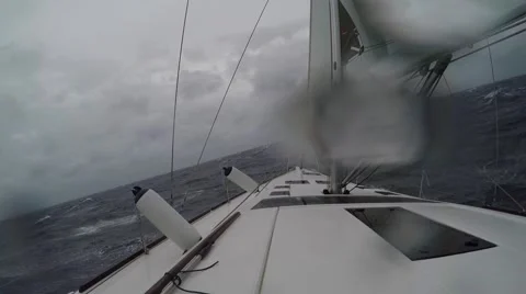 Sailboat moving through storm 動画素材 67668976