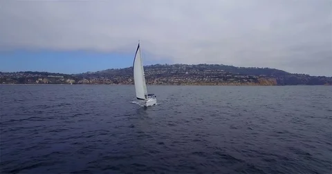 Sailboat Ocean Cloudy  Stock Footage 71811952