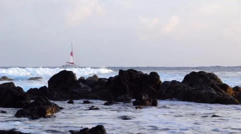 Sailboat on the ocean Stock Footage 4208412