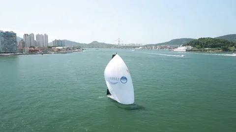 Sailboat Orbiting a competion  Stock Footage 171634124