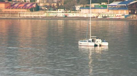 Sailboat in Pacific Stock Footage 18185689