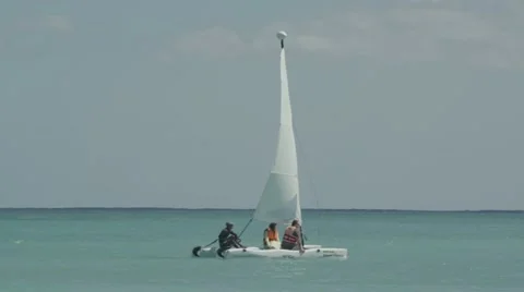 Sailboat passes by Stock Footage