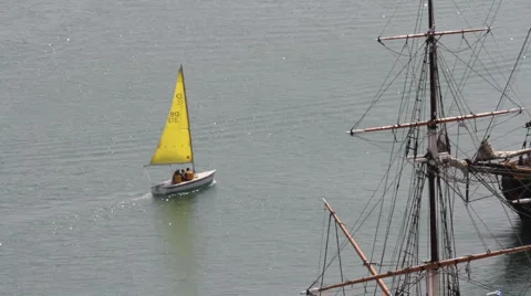 Sailboat passes rigging-Dana Point-6120 Stock Footage 1182800