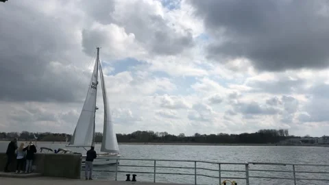 Sailboat passing through the baltic sea in Germany Stock Footage