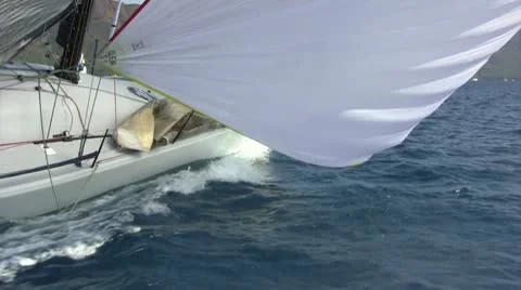 Sailboat racing with spinnaker Stock Footage 10747943