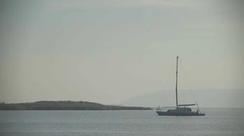 Sailboat on the River Stock Footage 61232543