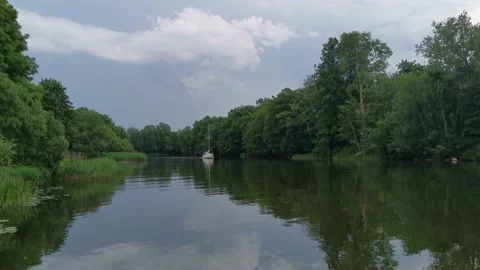 Sailboat in river Stock Footage 133451930