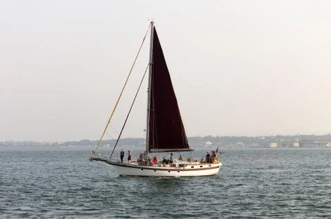 Sailboat in the River Stock Photos