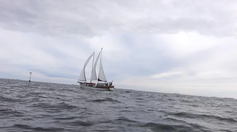Sailboat on a rough sea Stock Footage 51448537