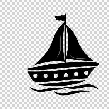 Sailboat Sailing With Waves And Flag In Black イラスト素材