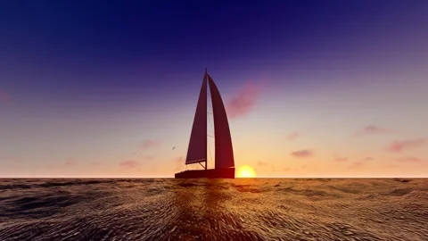 A sailboat sails alone in the sea Stock Footage 288194719