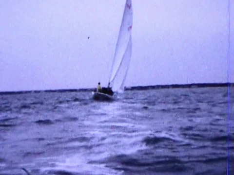 Sailboat sails away Video stock 83469449