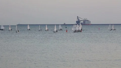 Sailboat in sea Stock Footage 89784798
