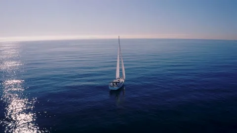 Sailboat on the sea TopDown Stock Footage 232463971