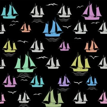 Sailboat seamless pattern, vector illustration イラスト素材