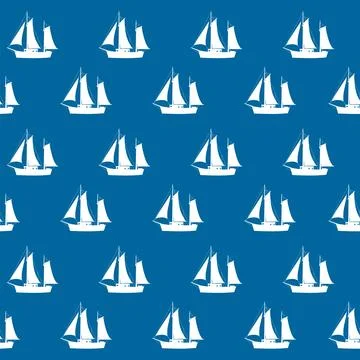 Sailboat seamless pattern, vector illustration Stock Illustration