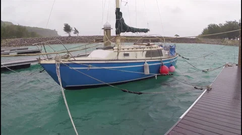 Sailboat secured for Hurricane Stock Footage 50290942