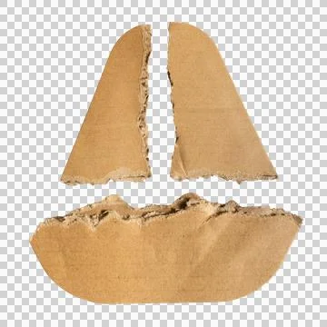 Sailboat shape created from triangular and trapezoidal torn cardboards Stock Illustration