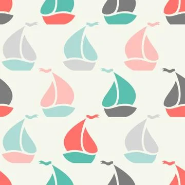 Sailboat shape seamless pattern. Vector illustration for marine design Illustrazione stock