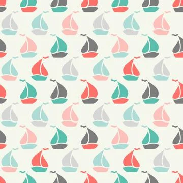 Sailboat shape seamless pattern. Vector illustration for marine design Stock Illustration